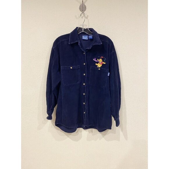 Vintage Winnie the Pooh Shirt Womens Medium Corduroy Embroidered Disney 90s - Picture 1 of 4